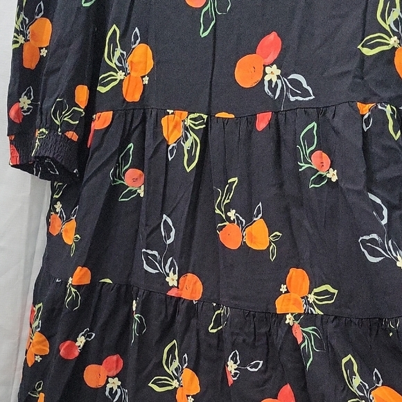 Loralette Black Midi Dress with Orange Floral Design Size 18/20 - Picture 5 of 9